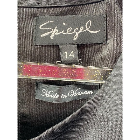 VINTAGE SPIEGEL WOMEN MIDI PENCIL SHEATH BLACK GEOMETRIC PATTERN DRESS‎ SZE 14 - Picture 4 of 8